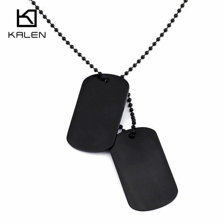 KALEN  Engraved Dog Tags Name Pendant Necklaces Men Jewelry Gift Military Army Stainless Steel Chain Necklace.