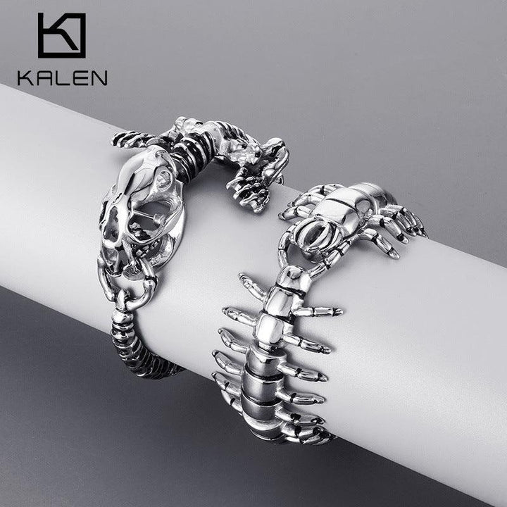 Exaggerated Skull Crocodile Centipede Bracelet For Men - kalen