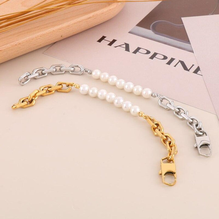 Fashion 8MM Chain Popular Pearl Charm Bracelet Women Personalized Accessories For Girls Stainless Steel Party Jewelry.