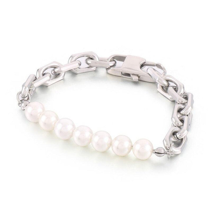 Fashion 8MM Chain Popular Pearl Charm Bracelet Women Personalized Accessories For Girls Stainless Steel Party Jewelry.