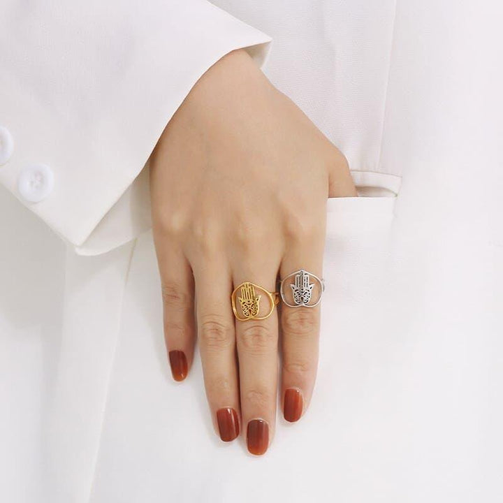 Fashion New Wide Special Love Palm Ring For Women Punk Polished Anillos Party  Jewelry Birthday Gift Wholesale.