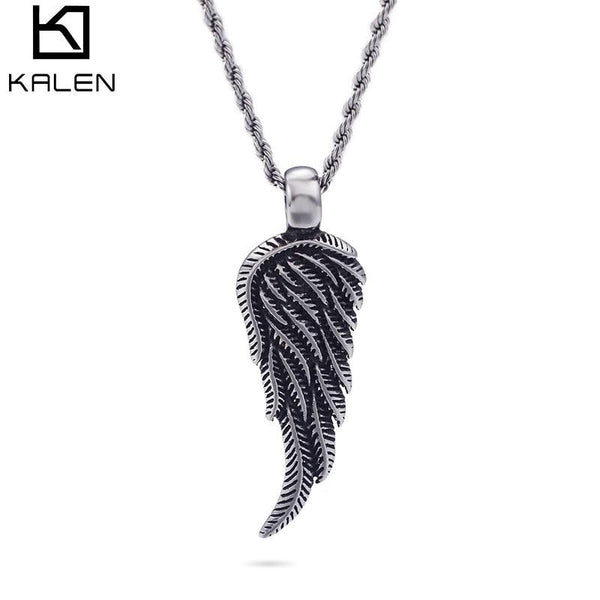 KALEN Stainless Steel Feathered Wings Pendant Necklace.