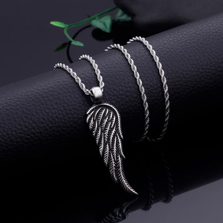 KALEN Stainless Steel Feathered Wings Pendant Necklace.