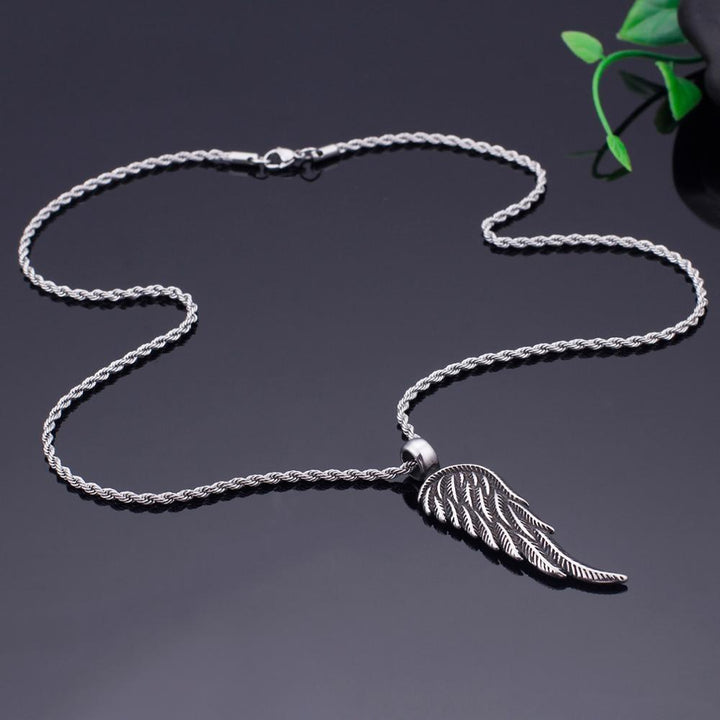 KALEN Stainless Steel Feathered Wings Pendant Necklace.