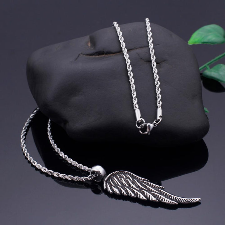 KALEN Stainless Steel Feathered Wings Pendant Necklace.