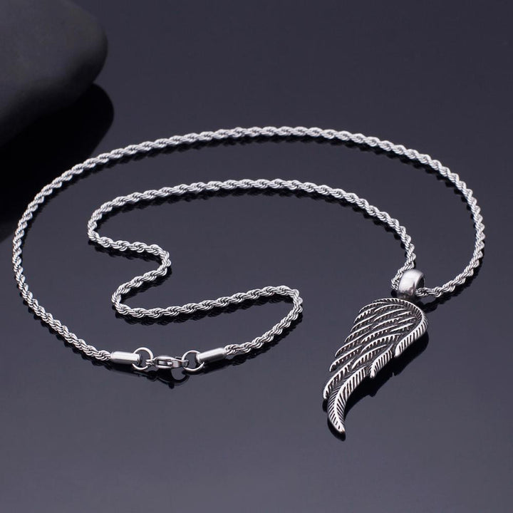 KALEN Stainless Steel Feathered Wings Pendant Necklace.