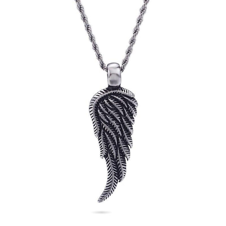 KALEN Stainless Steel Feathered Wings Pendant Necklace.