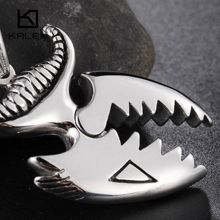 Kalen New Men Punk Necklace Novelty Jewelry Wholesale Stainless Steel 60mm Ferocious Shark Pendant &amp; Necklace 2018.