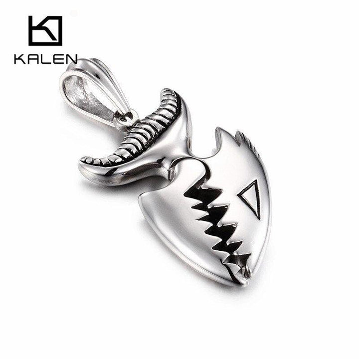 Kalen New Men Punk Necklace Novelty Jewelry Wholesale Stainless Steel 60mm Ferocious Shark Pendant &amp; Necklace 2018.