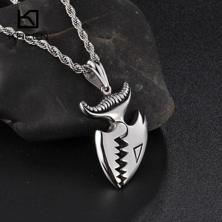 Kalen New Men Punk Necklace Novelty Jewelry Wholesale Stainless Steel 60mm Ferocious Shark Pendant &amp; Necklace 2018.