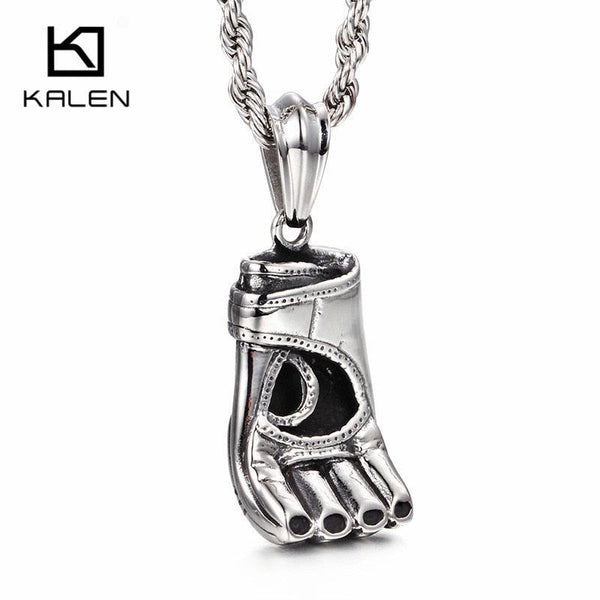 Kalen Vintage Fist Necklace Men's Stainless Steel High Quality Boxing Glove Pendant Long Chain Necklace Male Jewelry Accessories.