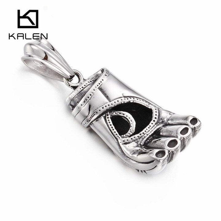 Kalen Vintage Fist Necklace Men's Stainless Steel High Quality Boxing Glove Pendant Long Chain Necklace Male Jewelry Accessories.