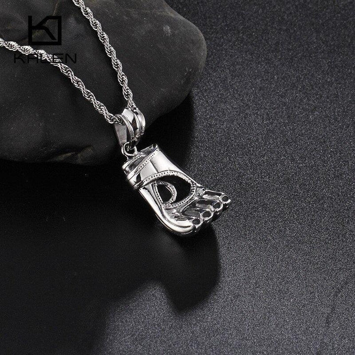 Kalen Vintage Fist Necklace Men's Stainless Steel High Quality Boxing Glove Pendant Long Chain Necklace Male Jewelry Accessories.