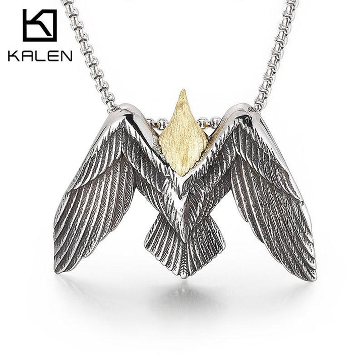 Kalen Punk Eagle Flying Pendant Men's 316L Stainless Steel Necklace Multi-Size Jewelry Domineering.