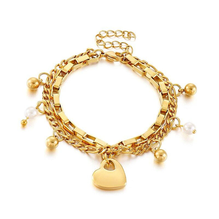 KALEN Bohemian Gold Beads Pearl Bracelets for Women Fashion Beaded Charm Bracelets Pearl Pendant chain Bracelets Women Jewelry.