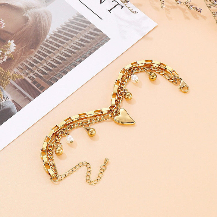 KALEN Bohemian Gold Beads Pearl Bracelets for Women Fashion Beaded Charm Bracelets Pearl Pendant chain Bracelets Women Jewelry.