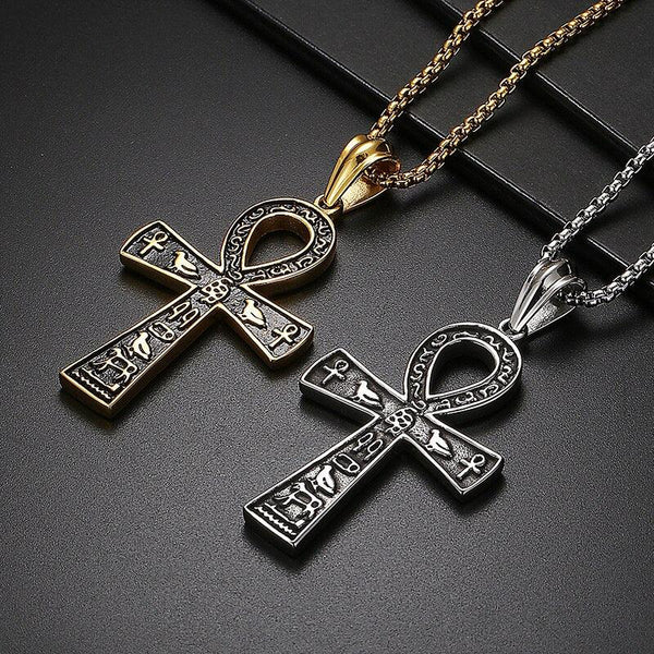 Kalen Gothic Cross Pendant Faith Stainless Steel Charm Necklace Men's Jewelry Blessing.