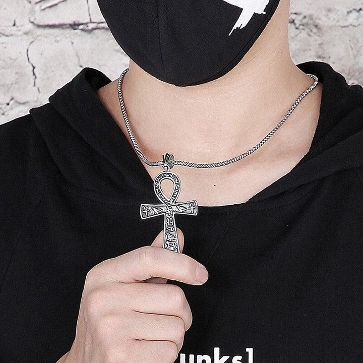 Kalen Gothic Cross Pendant Faith Stainless Steel Charm Necklace Men's Jewelry Blessing.