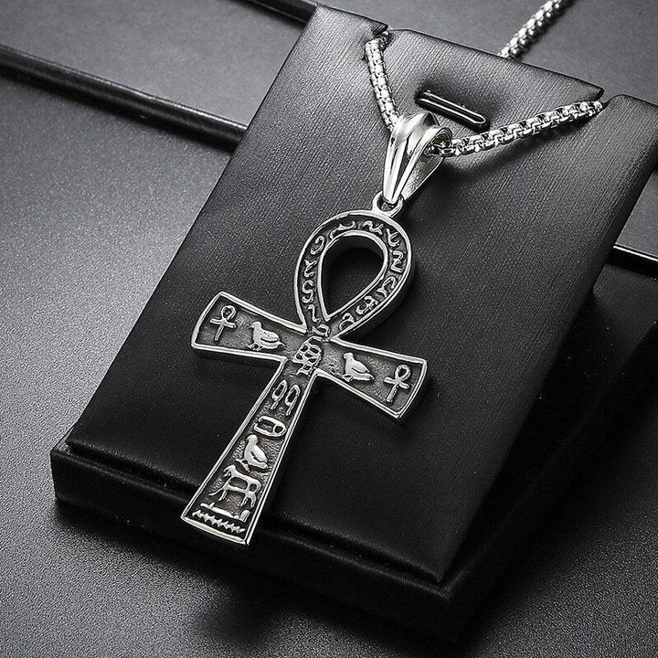 Kalen Gothic Cross Pendant Faith Stainless Steel Charm Necklace Men's Jewelry Blessing.