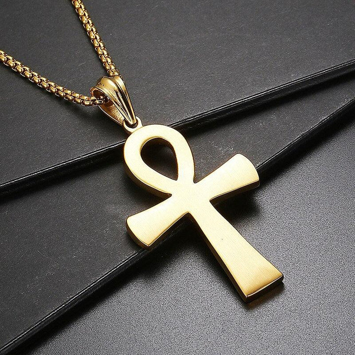 Kalen Gothic Cross Pendant Faith Stainless Steel Charm Necklace Men's Jewelry Blessing.