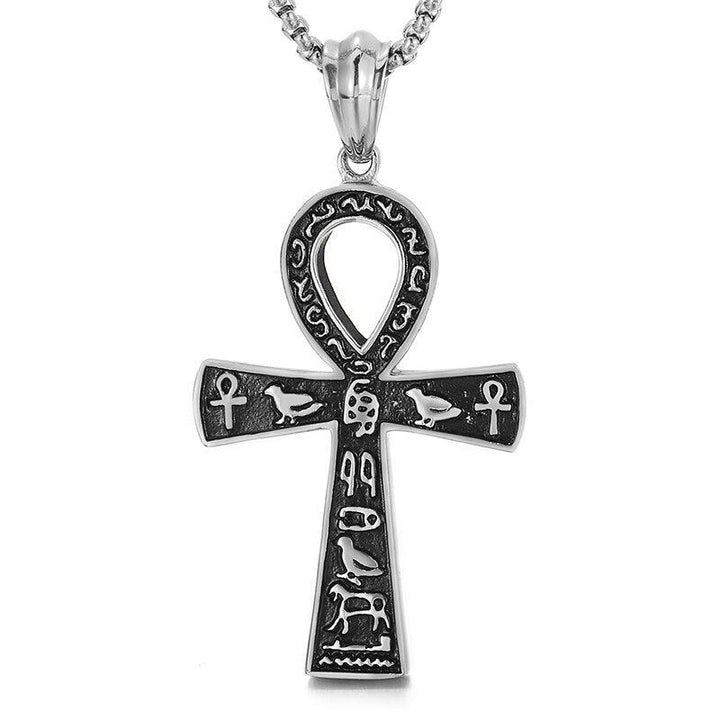 Kalen Gothic Cross Pendant Faith Stainless Steel Charm Necklace Men's Jewelry Blessing.