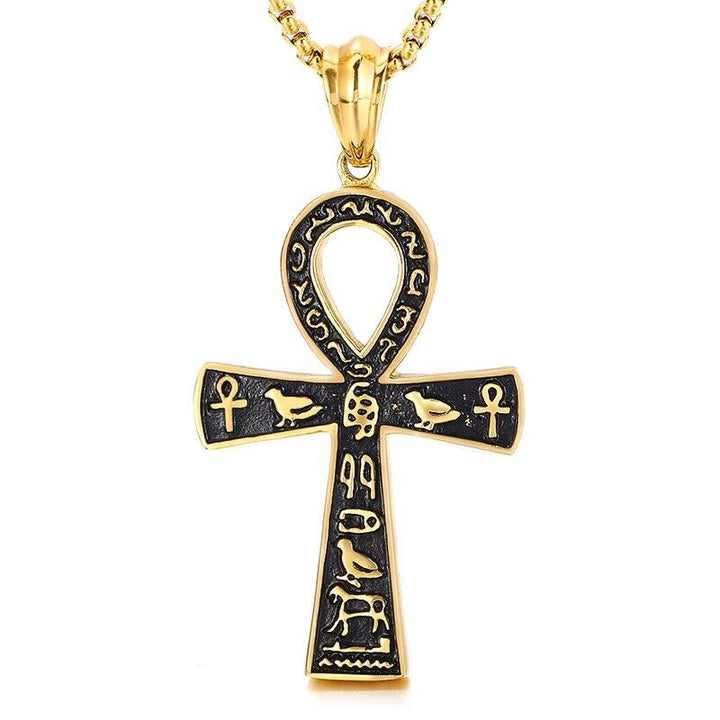 Kalen Gothic Cross Pendant Faith Stainless Steel Charm Necklace Men's Jewelry Blessing.