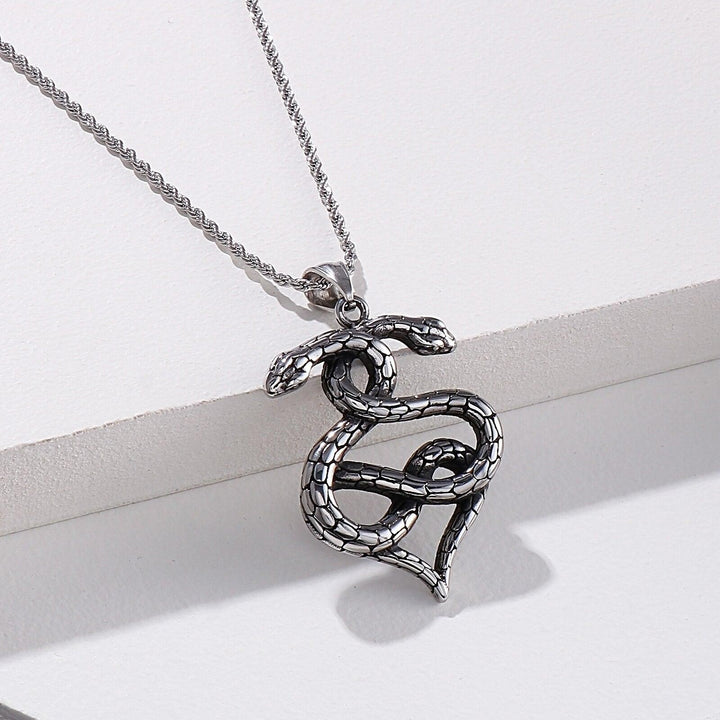 Kalen Gothic Animal Double Snake Pendant Love Couple Necklace Punk Style Accessories Jewelry.