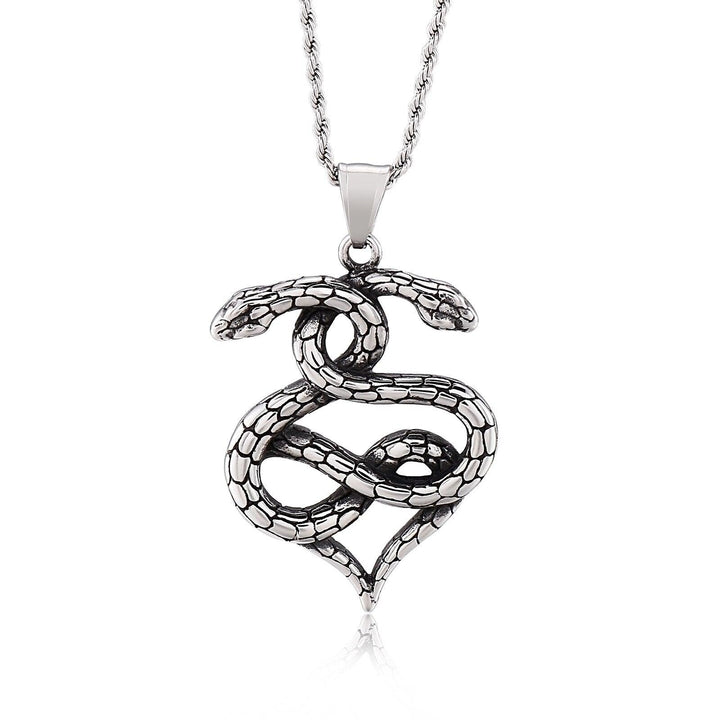 Kalen Gothic Animal Double Snake Pendant Love Couple Necklace Punk Style Accessories Jewelry.