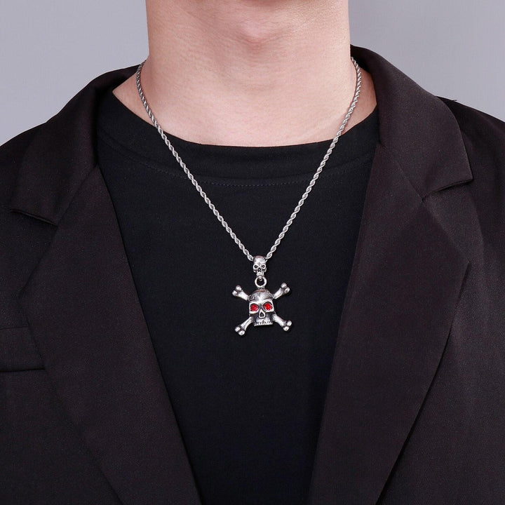 Kalen Gothic High Quality Stainless Steel Skull Pendant With Chain Men's Punk Necklace Metal Jewelry Gift.