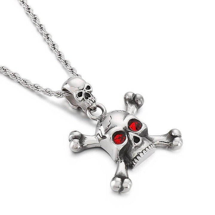 Kalen Gothic High Quality Stainless Steel Skull Pendant With Chain Men's Punk Necklace Metal Jewelry Gift.