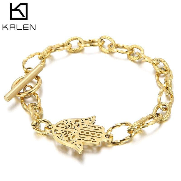 Kalen Stainless Steel Chain Bracelets For Women Gold Silver Color For Pendant Hamsa Bracelets Jewelry.