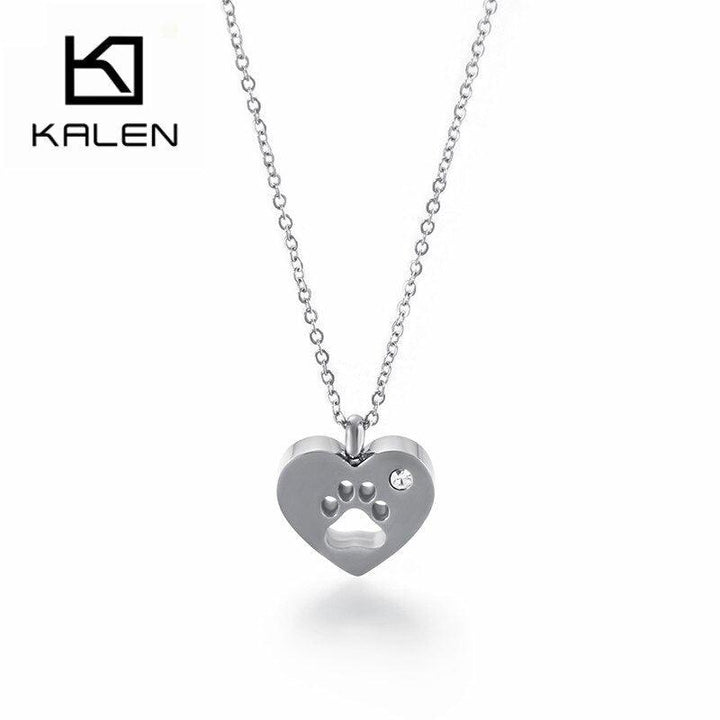 Kalen Fashion Romantic Heart Cute Cartoon Footprint Pendant Necklaces For Women Stainless Steel Chain Choker Women Jewelry.