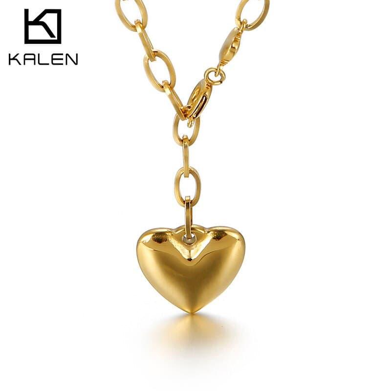 Kalen Heart Pendant Party Noble Ladies Necklace Stainless Steel Charm Fashion Jewelry Gift.