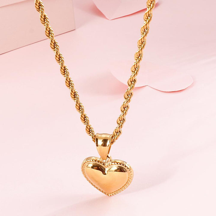 Kalen Fashion Minimalist Smooth Heart Shaped Pendant Necklace Silver Color Cute Charm Necklace For Women  Jewelry.