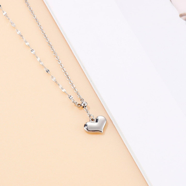 KALEN Minimalist Smooth Heart Shaped Pendant Necklace Silver Gold Color Cute Charm Necklace For Women.