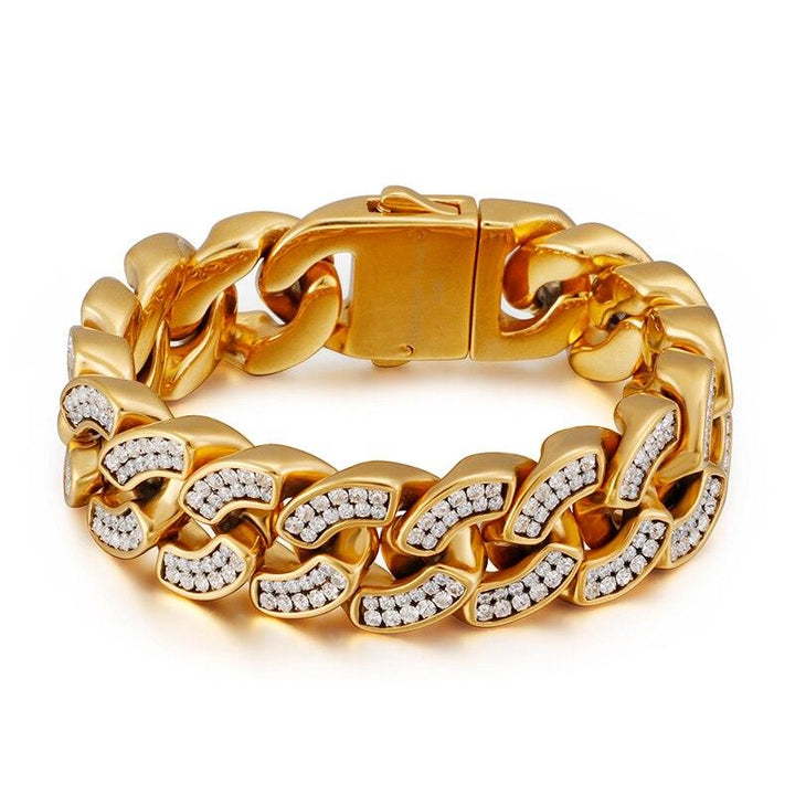 Kalen High Quality Men's Bracelet Jewelry 22cm Stainless Steel Dubai Gold Color Heavy Chunky Link Chain Bracelets &amp; Bangles.