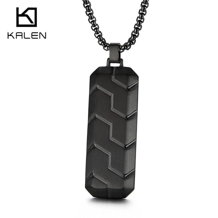 KALEN Black Medal Pendant Necklace Men Stainless Steel Cool Charm Male.