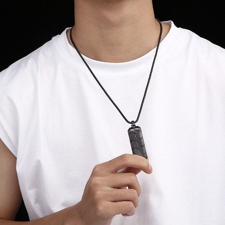 KALEN Black Medal Pendant Necklace Men Stainless Steel Cool Charm Male.