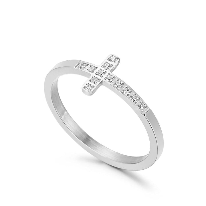 Kaken Exquisite Cross Ring for Women Eternity Christian AAA Zirconia Ring New Fashion Stainless Steel Ring Party Gifts Jewelry.