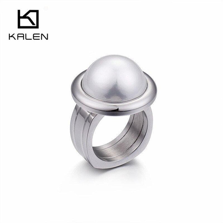 KALEN 1 Piece Stainless Steel Bulgaria Gold Rings Women Bohemia Colorful Stone Finger Rings Size 6 7 8 9 Cheap Rings Jewelry.