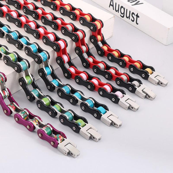 Kalen 10mm Biker Stainless Steel Colorful Roller Bicycle Chain Bracelet for Men - kalen