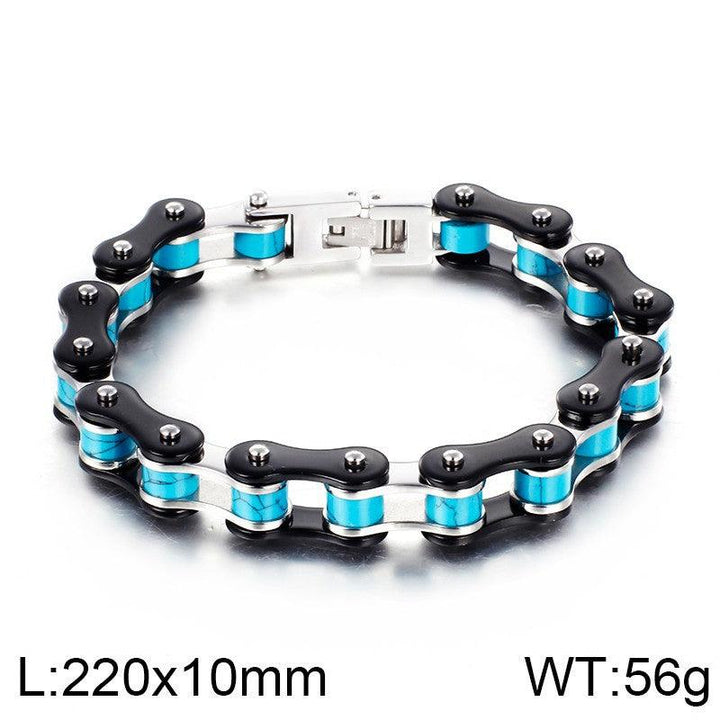 Kalen 10mm Biker Stainless Steel Colorful Roller Bicycle Chain Bracelet for Men - kalen