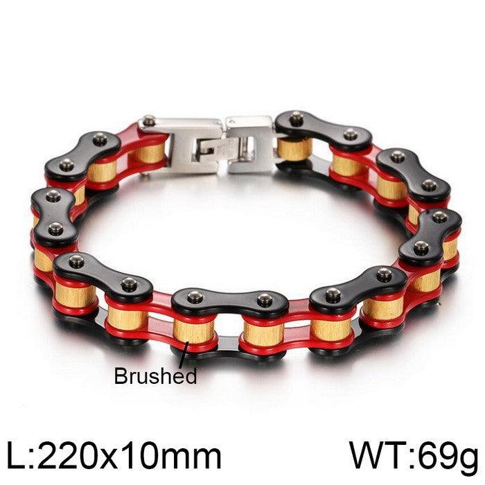 Kalen 10mm Biker Stainless Steel Colorful Roller Bicycle Chain Bracelet for Men - kalen