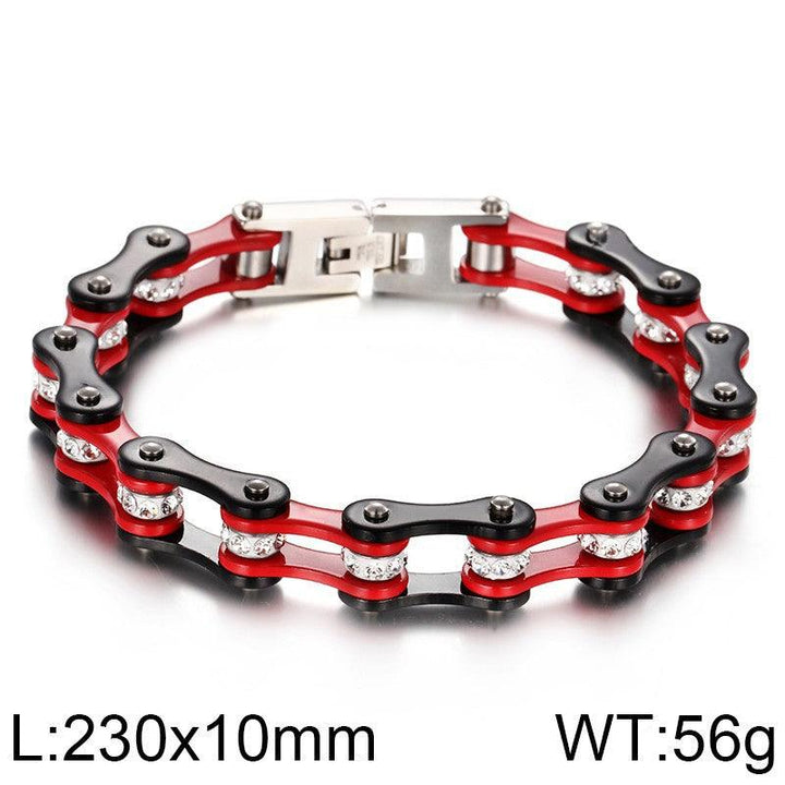 Kalen 10mm Biker Stainless Steel Zircon Bicycle Chain Bracelet for Men - kalen