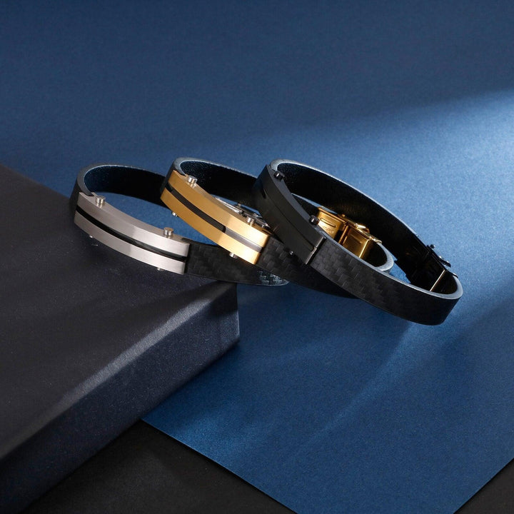 KALEN 22cm Fashion Genuine Leather Bracelet Men Stainless Steel Office Wrap Bracelet Jewelry Accessories.