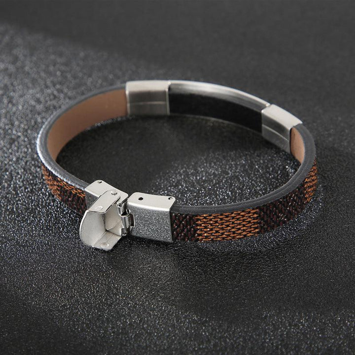 Kalen 10mm Leather Stainless Steel Blank Bracelet For Men - kalen