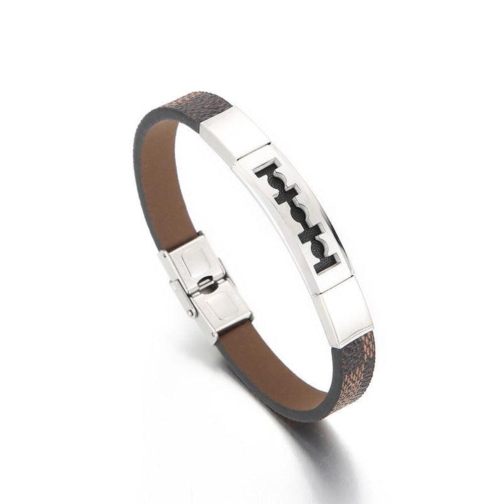 Kalen 10mm Leather Stainless Steel Blank Bracelet For Men - kalen