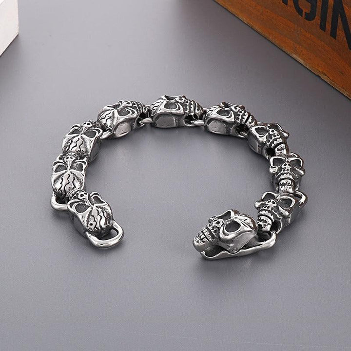 KALEN 10mm Skull Charm Chain Stainless Steel Bracelet for Men - kalen