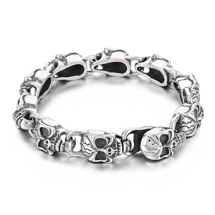 KALEN 10mm Skull Charm Chain Stainless Steel Bracelet for Men - kalen