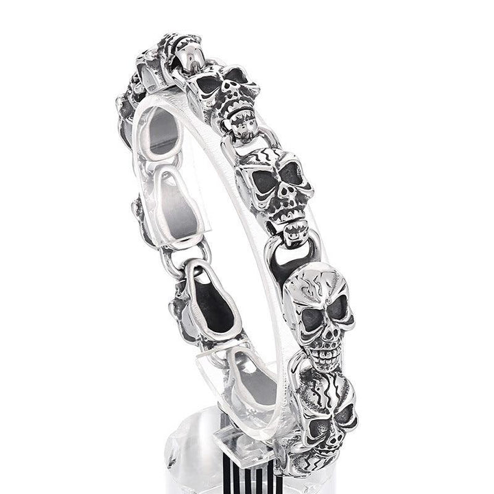 KALEN 10mm Skull Charm Chain Stainless Steel Bracelet for Men - kalen